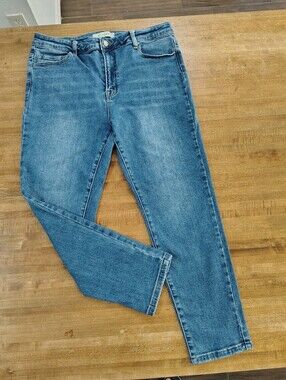 KLIQUE B  Blue Denim High Rise Skinny Ankle or Cropped Jeans